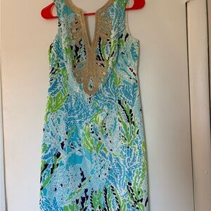 Lilly Pulitzer Vibrant Blue and Green Mini Dress